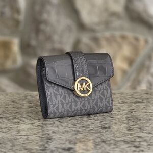 Michael Kors Carmen Logo Medium Grey Bifold Wallet
